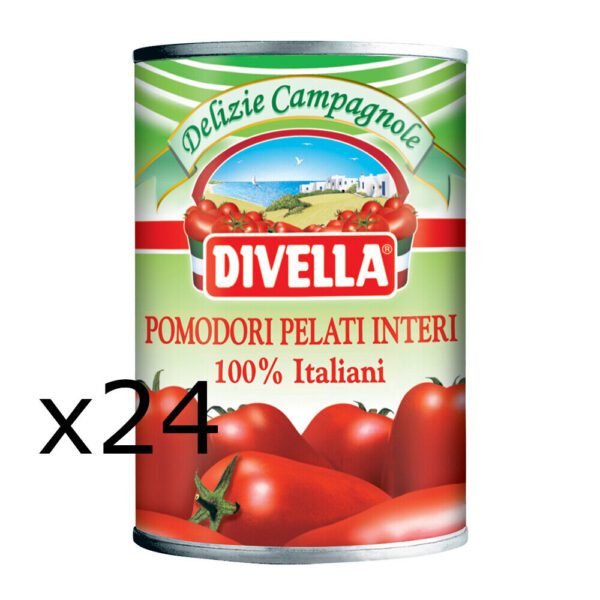POMODORI PELATI DIVELLA X 400 GR X 24 UNIDADES