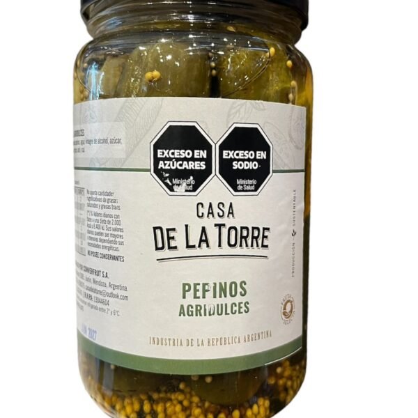PEPINOS AGRIDULCES ENTEROS CASA DE LA TORRE 600 GR
