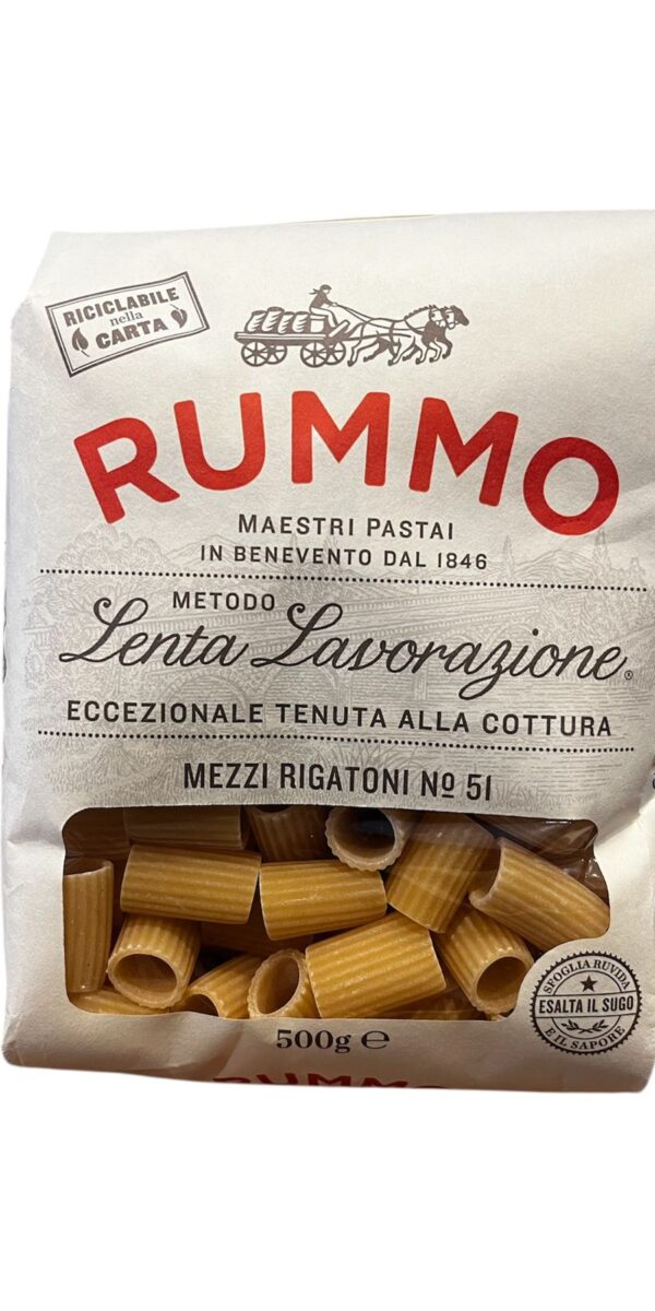 PASTA SECA MEZZI RIGATONI NRO 51 RUMMO X 500 GR – ITALIA