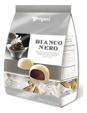 BOMBONES BIANCO NERO RELLENOS  VERGANI 180 GR