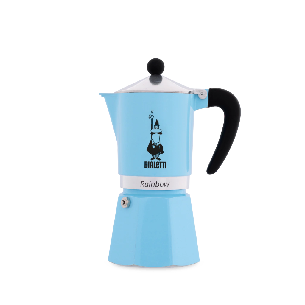 CAFETERA RAINBOW 3 TAZAS CELESTE BIALETTI
