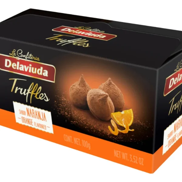 TRUFAS SABOR NARANJA Y CHOCOLATE DELAVIUDA  100 GR -ESPAÑA