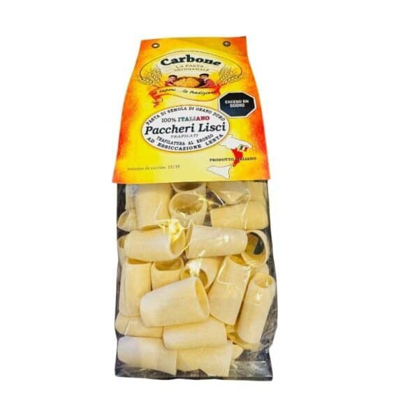 PASTA ITALIANA PACCHERI LISCI  X 500 GR CARBONE
