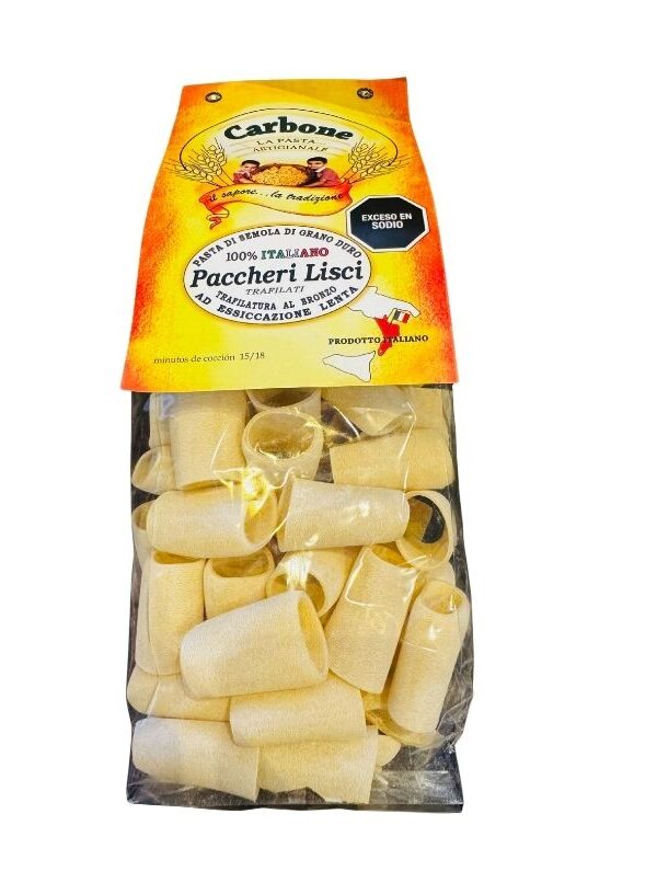 PASTA ITALIANA PACCHERI LISCI  X 500 GR CARBONE