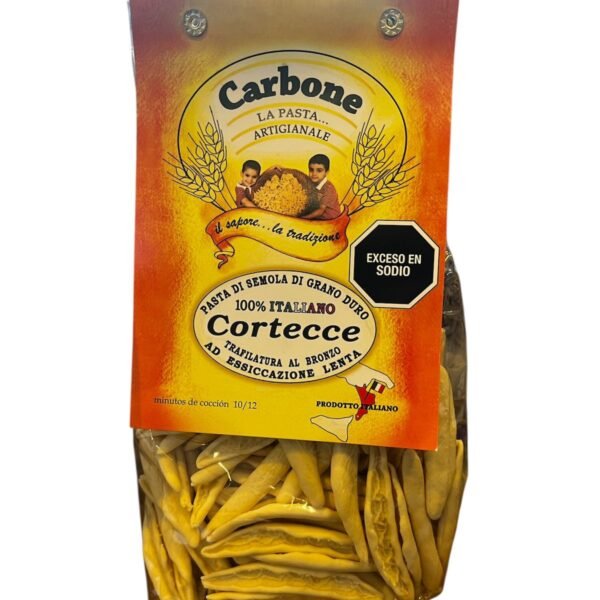 PASTA ITALIANA CARBONE CORTECCE POR 500 GR
