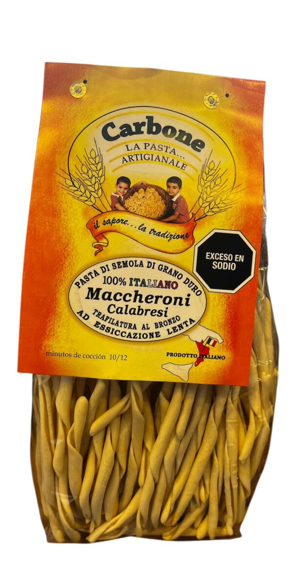PASTA ITALIANA CARBONE MACCHERONI POR 500 GR