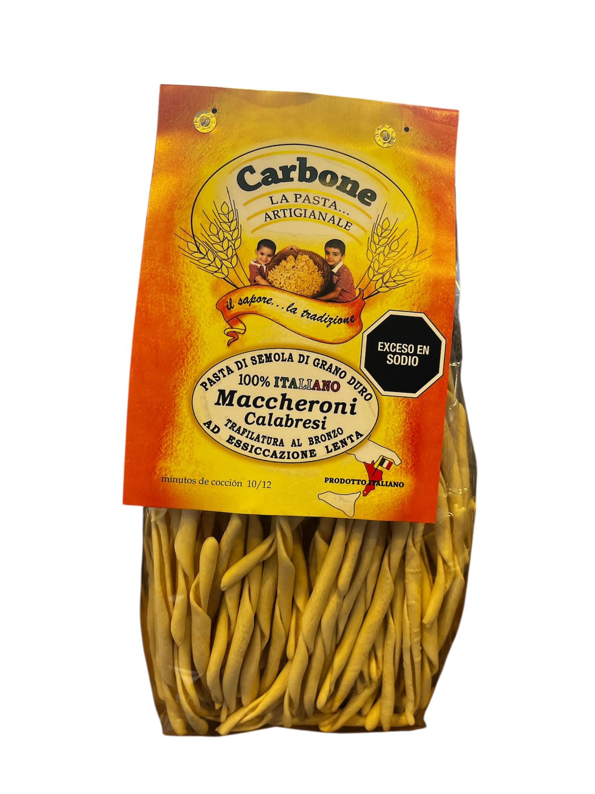 PASTA ITALIANA CARBONE MACCHERONI POR 500 GR