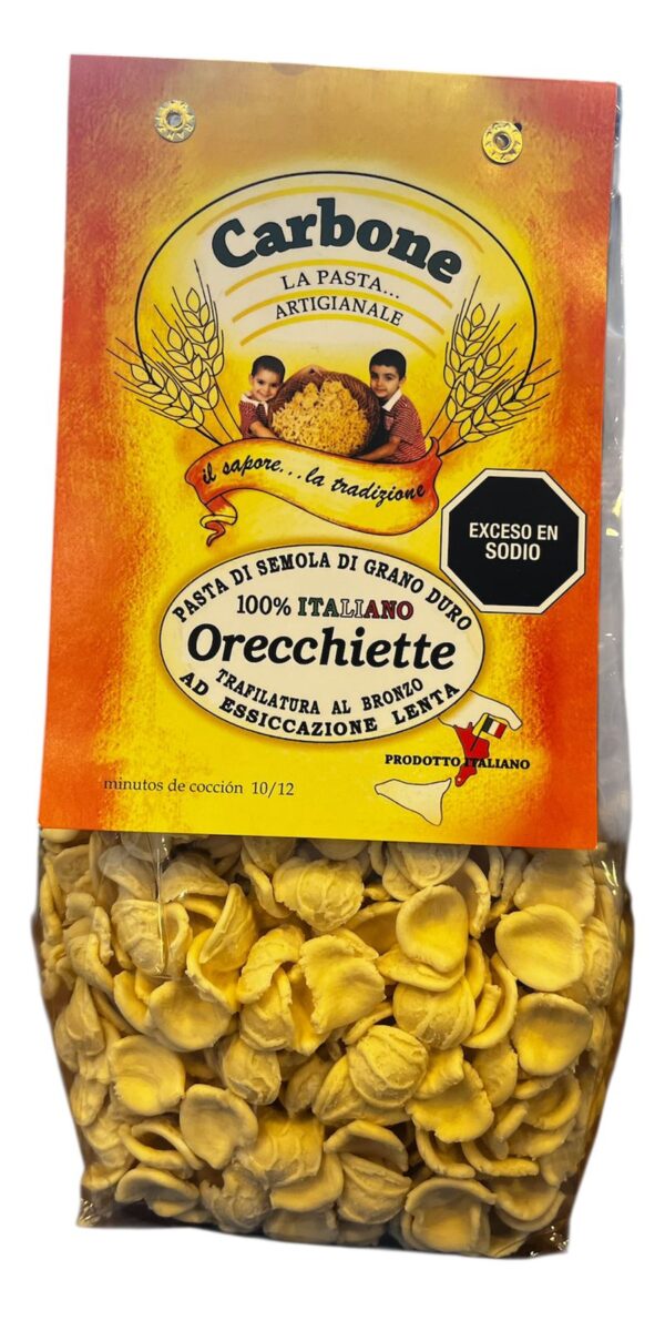 PASTA ITALIANA CARBONE ORECCHIETE POR 500 GR