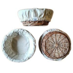 BANNETON REDONDO MIMBRE Y LIENZO