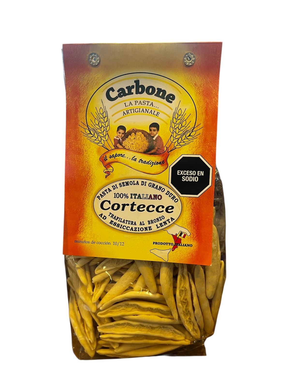 PASTA ITALIANA CARBONE CORTECCE POR 500 GR