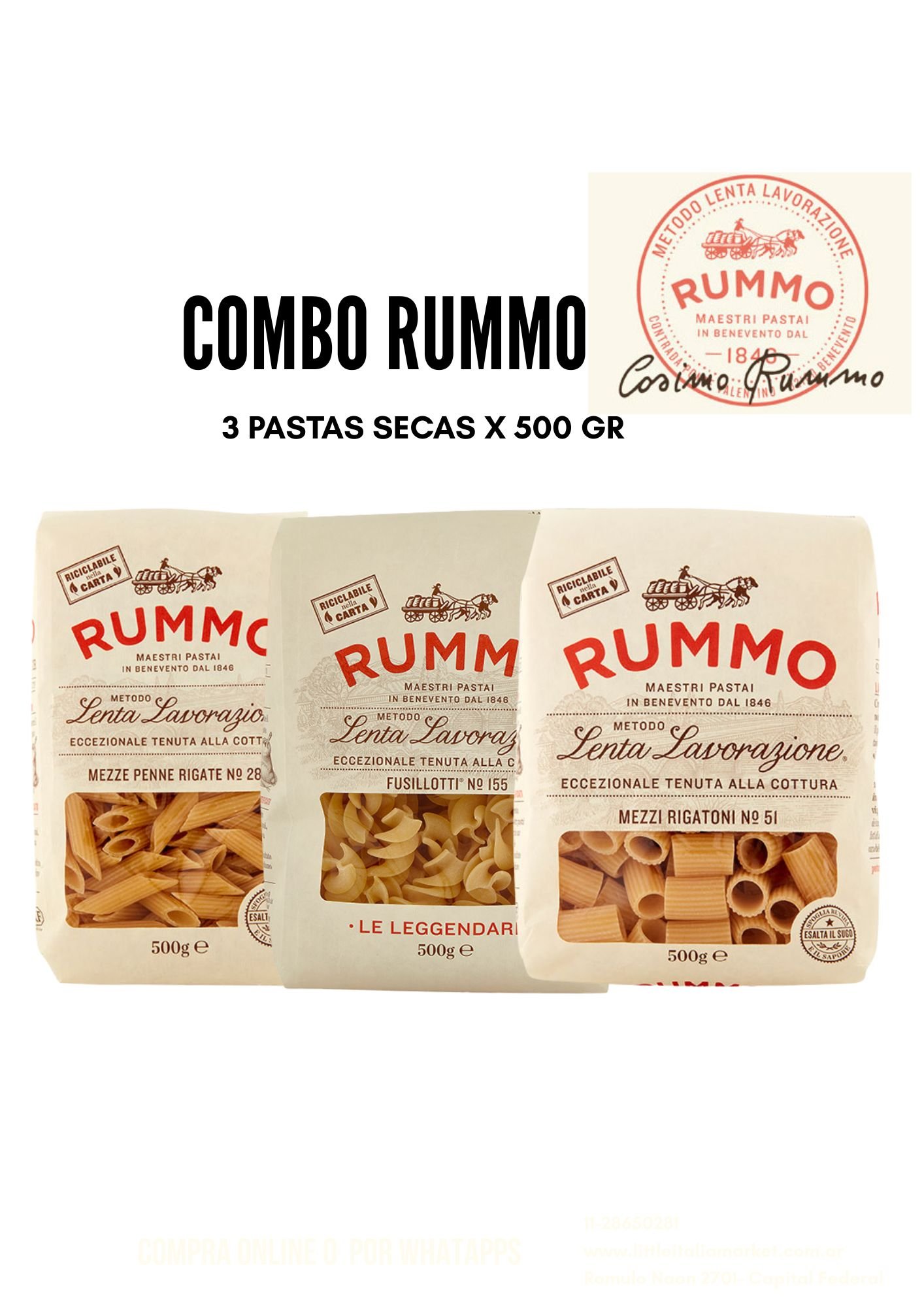 COMBO PASTA RUMMO X 3 UNI. 500 GR -ITALIA