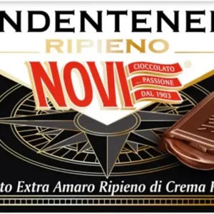 CHOCOLATE ITALIANO NOVI FONDENTENERO 72% CACAO RIPIENO DI CREMA 100 GR