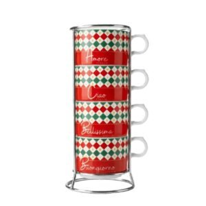 SET DE 4 TAZAS APILABLES TRICOLOR BIALETTI